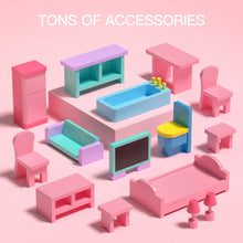 Load image into Gallery viewer, Wooden Dollhouse with 2 Stairs, Balcony and 15 Accessories - EK CHIC HOME