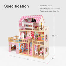 Load image into Gallery viewer, Dollhouse, House with 7 pcs Furniture, Play Accessories - EK CHIC HOME