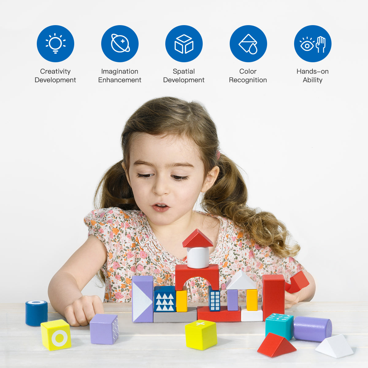 Wooden Building Blocks Set for Toddlers Kids,100 blocks