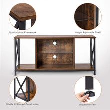 Load image into Gallery viewer, Industrial Entertainment Center with Open Storage for Living Room, Rustic Brown - EK CHIC HOME