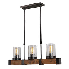Load image into Gallery viewer, Metal Wood and Glass Chandelier Pendant Retro Rustic Loft Antique Lamp - EK CHIC HOME