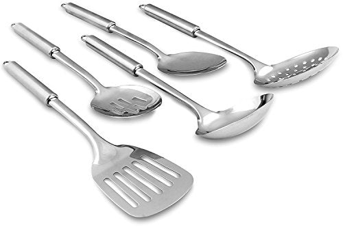 5 Pc Cooking Utensil Set Stainless Steel Kitchen Serving Spatula