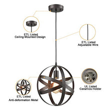 Load image into Gallery viewer, Industrial Metal Spherical Pendant Displays Changeable Hanging Lighting Fixture - EK CHIC HOME
