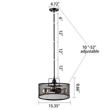 Load image into Gallery viewer, 16" Semi Flush Mount Drum Ceiling Light Fixture Oil Rubbed Bronze - EK CHIC HOME