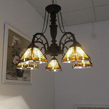 Load image into Gallery viewer, Tiffany Style 5-Light Blackish Bronze/Art Glass Chandelier - EK CHIC HOME
