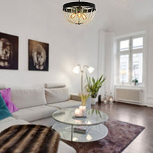Load image into Gallery viewer, Rustic Black Metal and Wood Bead Decoration Semi Flush Mount Ceiling - EK CHIC HOME