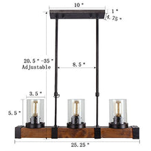 Load image into Gallery viewer, Metal Wood and Glass Chandelier Pendant Retro Rustic Loft Antique Lamp - EK CHIC HOME
