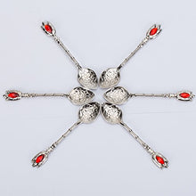Load image into Gallery viewer, Set of 6 Turkish Style Tea Glasses with Brass Holder Saucer and Spoons Set Silver Plated 24 Pieces - EK CHIC HOME