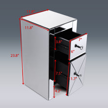 Load image into Gallery viewer, Set of 2 Mirrored Nightstand 2 Drawer Crystal Accent Silver Side Table - EK CHIC HOME