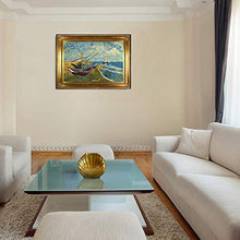 Load image into Gallery viewer, Van Gogh Fishing Boats on the Beach at Saintes, Maries Painting with Regency Gold Finish Frame - EK CHIC HOME