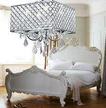 Load image into Gallery viewer, 4-Light Chrome Finish Square Metal and Crytal Shade Crystal Chandelier - EK CHIC HOME