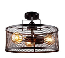Load image into Gallery viewer, 16" Semi Flush Mount Drum Ceiling Light Fixture Oil Rubbed Bronze - EK CHIC HOME