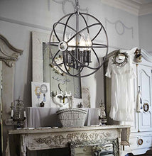 Load image into Gallery viewer, 6-Light Sphere Interlocking Rings Antique Black Finish - EK CHIC HOME