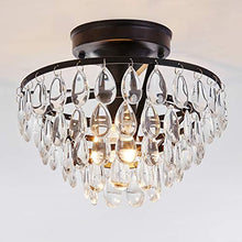 Load image into Gallery viewer, Antique Black Flush Mount Light Fixture Ceiling Crystal Light - EK CHIC HOME