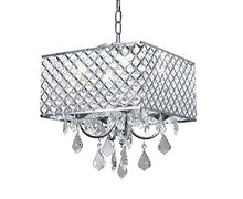 Load image into Gallery viewer, 4-Light Chrome Finish Square Metal and Crytal Shade Crystal Chandelier - EK CHIC HOME