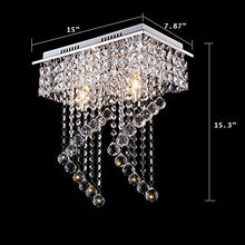 Load image into Gallery viewer, Flush Mount 2-Light Crystal Chandelier, Length:15" Width:7.87" Height:15.3", Silver - EK CHIC HOME