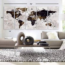 Load image into Gallery viewer, XLARGE 30"x 70" 5 Panels 30"x14" Canvas Print World Map - EK CHIC HOME