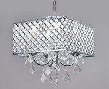 Load image into Gallery viewer, 4-Light Chrome Finish Square Metal and Crytal Shade Crystal Chandelier - EK CHIC HOME