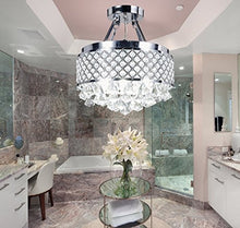 Load image into Gallery viewer, 4-light Chrome Finish Round Metal Shade Crystal Chandelier - EK CHIC HOME