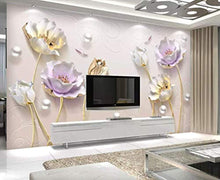 Load image into Gallery viewer, 3D Embossed Floral Wallpaper Tulip Flower Wall Mural Soft Blossom Wall Art Classic - EK CHIC HOME