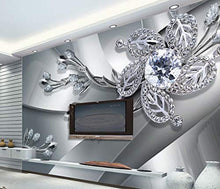 Load image into Gallery viewer, Floral Wallpaper Silver Crystal Daisy Diamond Flower Wall Print Luxury Home Decor - EK CHIC HOME