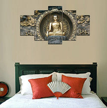 Load image into Gallery viewer, 5 Panels Canvas Prints Golden Buddha - EK CHIC HOME