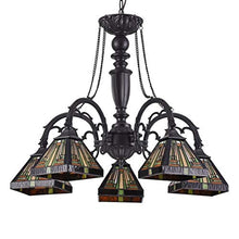 Load image into Gallery viewer, Tiffany Style 5-Light Blackish Bronze/Art Glass Chandelier - EK CHIC HOME