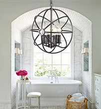 Load image into Gallery viewer, 6-Light Sphere Interlocking Rings Antique Black Finish - EK CHIC HOME