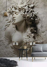 Load image into Gallery viewer, 3D Embossed Cement Wallpaper Woman Sculpture Wall Mural Roman Classical Wall Art - EK CHIC HOME