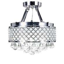Load image into Gallery viewer, 4-light Chrome Finish Round Metal Shade Crystal Chandelier - EK CHIC HOME
