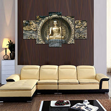 Load image into Gallery viewer, 5 Panels Canvas Prints Golden Buddha - EK CHIC HOME