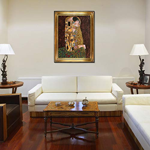 The Kiss Fullview Metallic Embellished Artwork By Gustav Klimt with Re