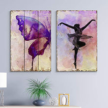 Load image into Gallery viewer, Watercolored Butterfly on a Wooden Canvas Background and an Elegant Ballerina on a Watercolor Background - Canvas Art - EK CHIC HOME
