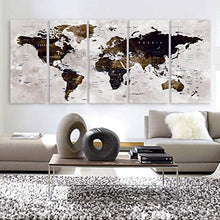 Load image into Gallery viewer, XLARGE 30"x 70" 5 Panels 30"x14" Canvas Print World Map - EK CHIC HOME