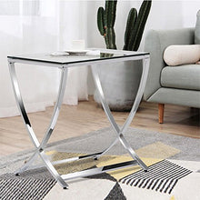 Load image into Gallery viewer, Tempered Clear Top Glass End Table Bedroom Living Room Furniture, Set of 2 - EK CHIC HOME