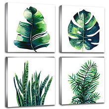 Load image into Gallery viewer, Leaf Home Wall Decorations Canvas Prints Boho  Set of 4 Piece 12" X 12" - EK CHIC HOME