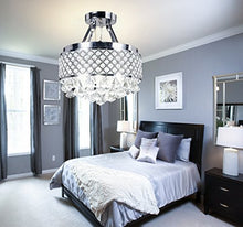 Load image into Gallery viewer, 4-light Chrome Finish Round Metal Shade Crystal Chandelier - EK CHIC HOME