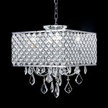 Load image into Gallery viewer, 4-Light Chrome Finish Square Metal and Crytal Shade Crystal Chandelier - EK CHIC HOME