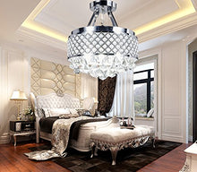 Load image into Gallery viewer, 4-light Chrome Finish Round Metal Shade Crystal Chandelier - EK CHIC HOME