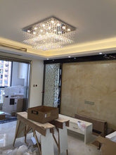 Load image into Gallery viewer, Contemporary Crystal Rectangular Chandelier  H14"xW36"xDepth24", 16 Daylight LED Bulbs - EK CHIC HOME
