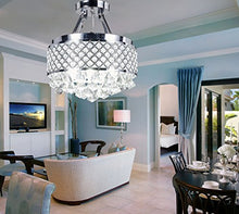 Load image into Gallery viewer, 4-light Chrome Finish Round Metal Shade Crystal Chandelier - EK CHIC HOME
