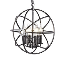 Load image into Gallery viewer, 6-Light Sphere Interlocking Rings Antique Black Finish - EK CHIC HOME
