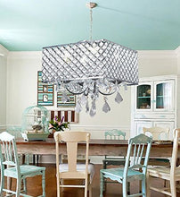 Load image into Gallery viewer, 4-Light Chrome Finish Square Metal and Crytal Shade Crystal Chandelier - EK CHIC HOME