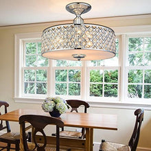 Load image into Gallery viewer, Modern Crystal Raindrop Chandelier Lighting Flush mount LED Ceiling Light Fixture Pendant H11" W15.4" - EK CHIC HOME