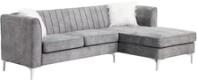 Load image into Gallery viewer, Grey Velvet Sectional Sofa with Right Chaise, Pillow Included - EK CHIC HOME