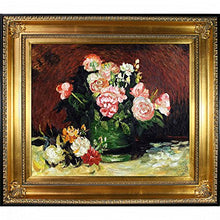 Load image into Gallery viewer, Bowl with Peonies & Roses By Vincent Van Gogh Framed Hand Painted Oil On Canvas with Regency Gold Frame - EK CHIC HOME