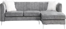 Load image into Gallery viewer, Grey Velvet Sectional Sofa with Right Chaise, Pillow Included - EK CHIC HOME