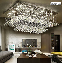 Load image into Gallery viewer, Contemporary Crystal Rectangular Chandelier  H14"xW36"xDepth24", 16 Daylight LED Bulbs - EK CHIC HOME