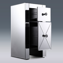 Load image into Gallery viewer, Set of 2 Mirrored Nightstand 2 Drawer Crystal Accent Silver Side Table - EK CHIC HOME