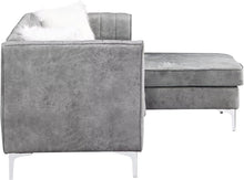 Load image into Gallery viewer, Grey Velvet Sectional Sofa with Right Chaise, Pillow Included - EK CHIC HOME